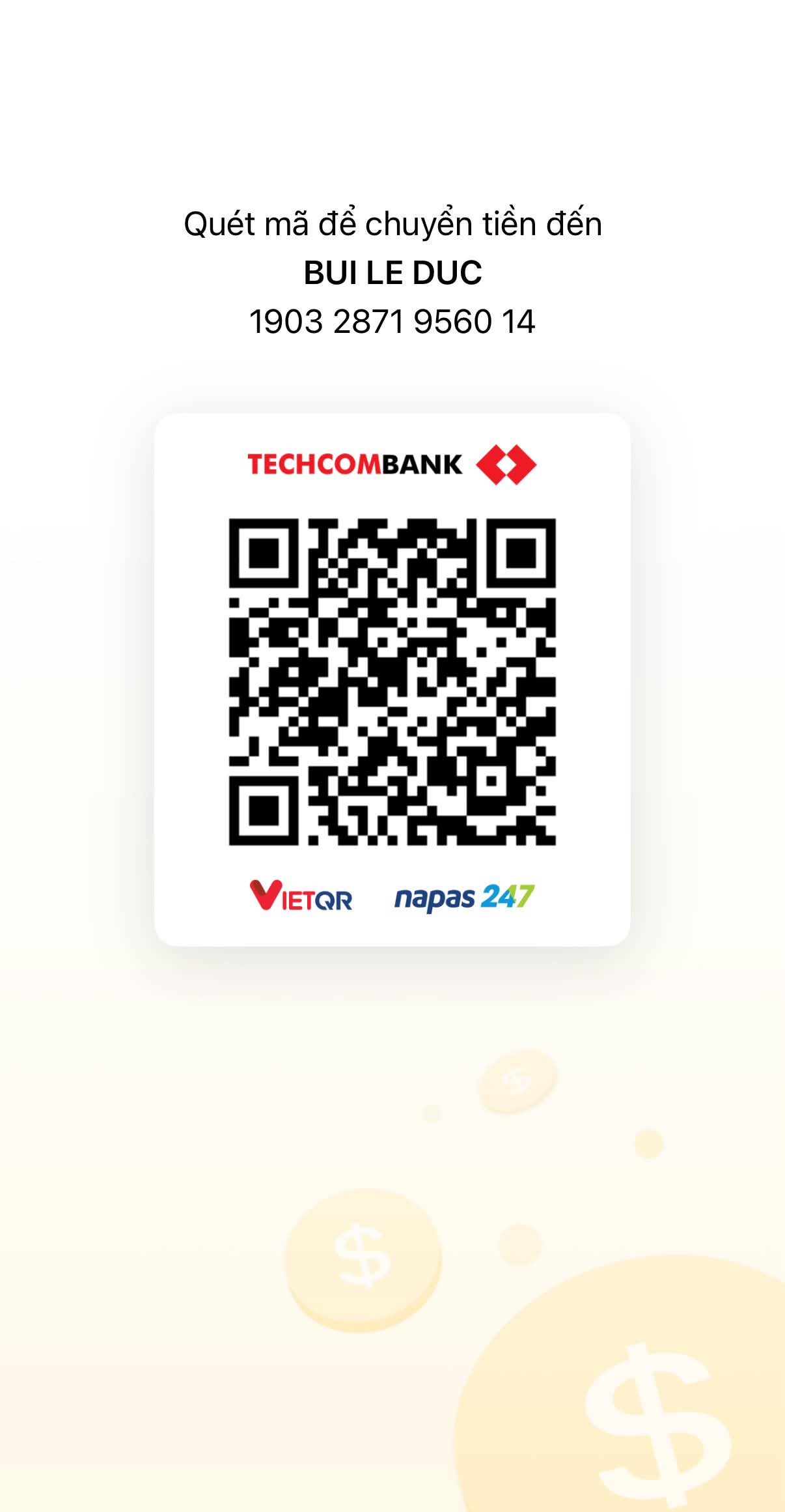 Mã QR chuyển khoản Bùi Lê Đức